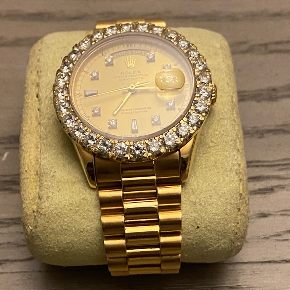 ROLEX DAY-DATE Presidential 36MM GOLD 18k Yellow Gold Round Diamond & Baguette - Picture 3 of 8